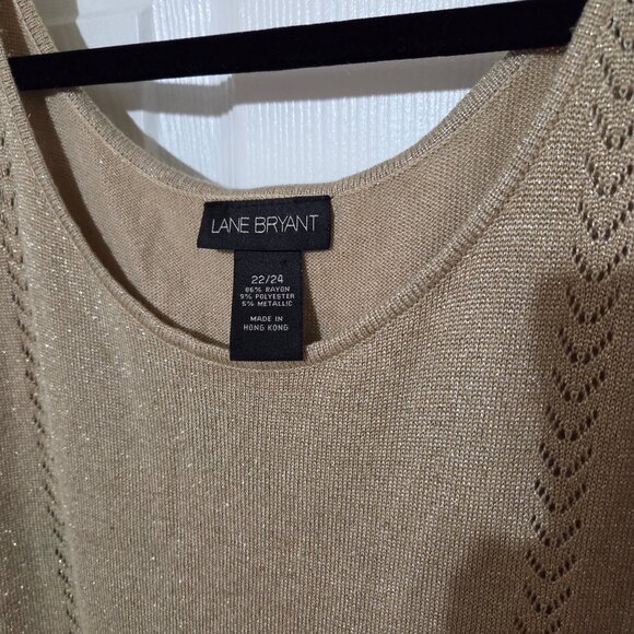 Lane Bryant Shimmery GoldMetallic Sweater Tank Top 22/24 Plus Size - Picture 4 of 7